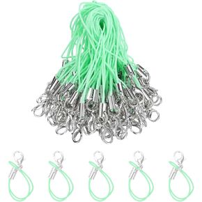 HARFINGTON 200Pcs Clasp Cords Clasp Strap Lanyard Charm Short Finger Rope with Lobster Clasp for Cellphone Cases Keychain DIY Jewelry Making, White