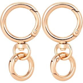 OIIKI 2 Sets Swivel Clasp Clips, Metal Swivel Snap Hook, Double Opening Key Chain Clip with Key Ring for DIY Crafts, Jewelry Clasps, Lanyard Making - Gold