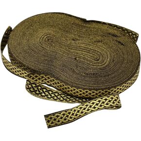 33 Yards Black Gold Embroidered Pattern Ribbon Metallic Jacquard Vintage Woven Trim Fabric Polyester Ethnic Style Ribbons Bundle for Sewing Making Craft Home Decor Gift Wrapping Diy Supplies