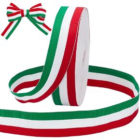 PH PandaHall 1.5 Inch Italian Ribbon 50 Yard Red White and Green Ribbon Decorative Italian Flag Patriotic Ribbon Christmas Stripes Ribbon for Gift Wrapping Christmas Party Holiday Decoration