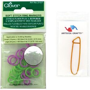 Clover Needlecraft Soft Stitch Ring Markers 30/Pkg 3107 with Stitch Holder
