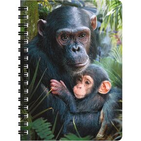 Jotter - Cute Cuddles from Deluxebase. Lenticular 3D Chimpanzee 6x4 Spiral Notebook with plain recycled paper pages. Artwork licensed from renowned artist David Penfound