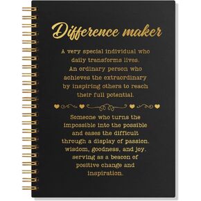 Difference Maker Definition Hardcover Spiral Blank 160 Page Notebook, Unique Office Gifts for Leader Boss, Social Worker Appreciation Gift, Thank You Gift for Teacher Coworker Colleague Mentor