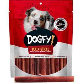 Bully Sticks for Dogs (6-Inch, 25-Pack), Fully Digestible 100% Beef Pizzle Chews, Grass-Fed, Non-GMO, Grain-Free, Natural Long-Lasting Chews for Small & Large Dogs.