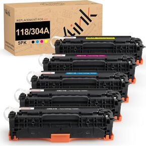 v4ink 5PK Remanufactured Toner Cartridge Replacement for Canon 118 HP 304A CC530A Toner for Canon ImageClass MF726Cdw MF8350CDN MF8580Cdw MF8380Cdw LBP7660Cdn Printer 2 Black 1 Cyan 1 Magenta 1 Yellow