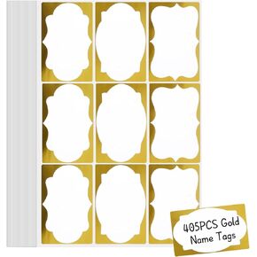 Utron 405PCS Gold Name Tags, 2.25"x 3.5" Name Tag Stickers with Gold Border, Name Tags for School, Home, Office, Party, Meeting