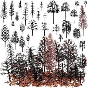 28 Pcs Model Trees Fake Miniature Trees Diorama Trees Materials Train Model Scenery Supplies Miniature Railway Accessories with Faux Leaves for Village DIY Projects Landscape Fairy House