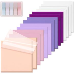 800 Sheets Transparent Sticky Notes, 3x3 Inch 14 Pads Self-Adhesive Translucent Clear See Through Post Sticky Notes for Planner Office School College Teacher Student Supplies 6 Bright Color