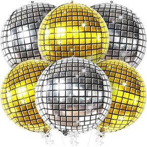 KatchOn, Silver and Gold Disco Ball Balloons - 22 Inch, Pack of 6 | Disco Party Decorations | Gold and Silver Disco Balloons for Disco Ball Decorations | 70s Party Decorations, Disco Decorations