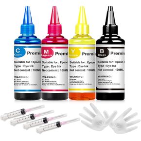 Universal Ink Refills Kit Dye Ink Refill Kit Compatible for All HP Canon Epson Brother Printers Compatible Cartridges Refillable Cartridge CISS CIS System 4 Color Set