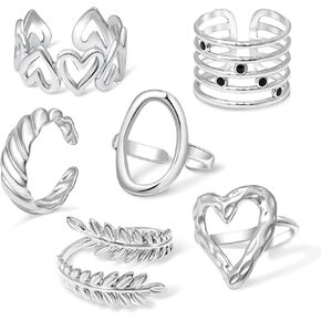 yfstyle 17PCS Knuckle Rings for Women Stainless Steel Rings Set Stackable Finger Rings Silver Knuckle Rings for Women Stackable Rings Sets Adjustable Knuckle Stackable Rings Midi Ring Set for Women