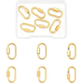 UNICRAFTALE 6pcs 2 Styles Oval Screw Carabiner Lock Stainless Steel Screw Lock Clip Clasps Lock Key Carabiner Clasp Metal Keychain Clip Hook Quick Link for Jewelry Making Handbag Accessory 26x13mm