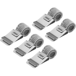 PATIKIL 5Pcs Pen Holder Clips, Metal Pen Clip Holder Adjustable Loop Pen Pencil Organizer with Single Spring Loop for Notebook, Clipboard, Silver Tone