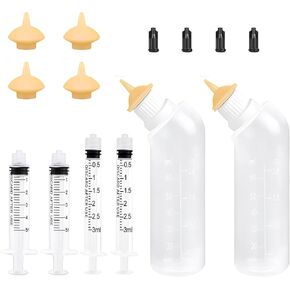Pet Feeding Silicone Nipple with Bottle and Syringes for Puppy Cat or Other Pets（Model 1