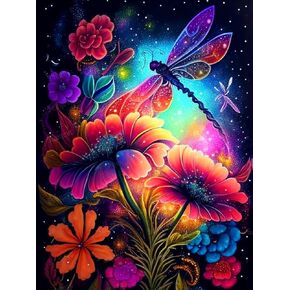 Lophomie Dragonfly Diamond Painting Kits DIY 5D Flowers Diamond Art Kits for Beginners Adults Full Drill Diamond Painting Kits for Home Wall Decoration Gift 12x16 inch.