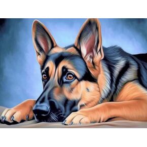 مجموعات الطلاء الماس Skryuie 5d Dog - مجموعات فن الماس DIY للبالغين حيوانات ، تدريبات مستديرة كاملة - غرزة Crystal Cross - CHARK CRAFT For Wall & Office - 12 × 16 بوصة