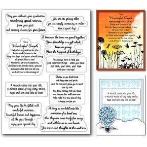 Arbuya Birthday Verses Clear Stamps for Card Making,Newborn Baby Shower Sentiment Silicone Stamps Graduate Sayings Rubber Stamps for Gift Tags Paper Crafting Scrapbooking Decoration