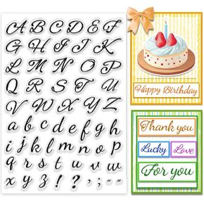 PH PandaHall 26 Alphabet Clear Stamp for Card Making, Handwritten Letters Silicone Transparent Rubber Stamp Seal Stamp for Journal, Postcard, Scrapbooking, Gift Tags, Photo Album Decoration