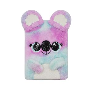JUMISEE Cute Koala Rainbow Plush Diary Notebook Cartoon Fuzzy Journal Writing Pad Gift for Kids Girls, 5.82x8.46 inch, 160 Pages Lined Paper