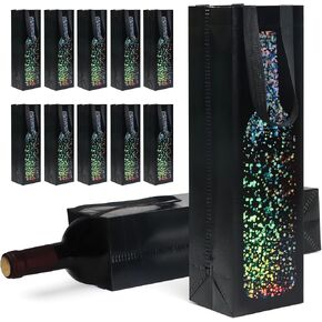 cabzymx 12-pack Red Reusable Wine Bags with Handles, 13.6x3.5x3.9 Inches Holiday Wine Gift Bags with Bottle Pattern Design for Christmas Thanksgiving Halloween Birthday Party in Kuwait