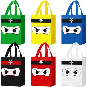 Locmeo 24 PCS Ninja Party Party Favors Bag قابلة لإعادة الاستخدام غير المنسوجة Ninja Gifts الأكياس مع مقابض Ninja ذات طابع Goodie علاج الحلوى للأطفال لوازم حفلة عيد ميلاد الأطفال