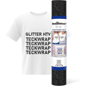 TECKWRAP Glow in The Dark HTV Heat Transfer Vinyl for T Shirt - 10" x 5ft Glitter Iron on Vinyl for All Cutter Machine Heat Press Vinyl Easy to Cut & Weed (Glow in Dark White)