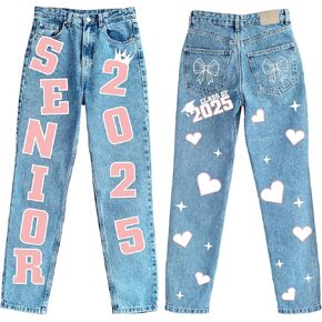 Solsew Class of 2025 Senior Iron on Transfers for Jeans Glitter Star Heart Bow Heat Transfer Stickers 2025 Senior Gifts Decorations Graduation Iron on Decals for Backpack Jacket T-Shirt DIY Crafts