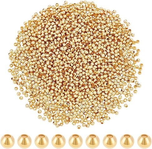 PH PandaHall 1830pcs 18K Gold Beads 2mm Mini Seed Beads Seamless Smooth Beads Long-Lasting Waist Beads Metal Brass Beads for Bikini Belly Chain Layered Bracelet Satellite Jewelry Making in Saudi Arabia