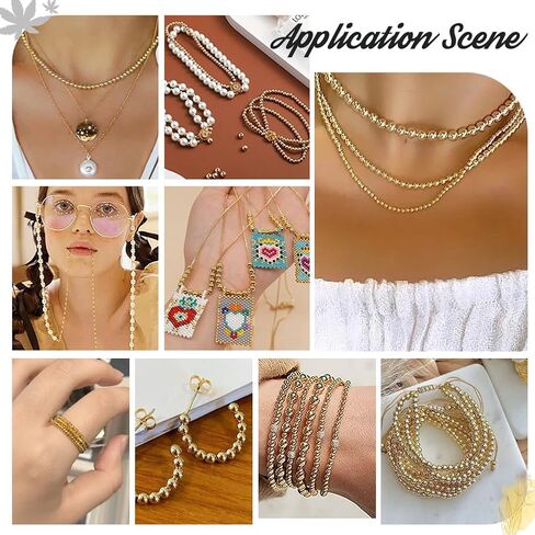 PH PandaHall 1830pcs 18K Gold Beads 2mm Mini Seed Beads Seamless Smooth Beads Long-Lasting Waist Beads Metal Brass Beads for Bikini Belly Chain Layered Bracelet Satellite Jewelry Making in Saudi Arabia