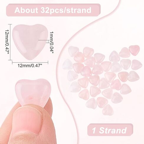 Olycraft 32pcs 12mm Natural Rose Quartz Shape Heart Meds Carved Pink Quartz Beads with Hole Gemstone Beads Lourds for Necklace Bracelet Congring Diy Making Making in Kuwait