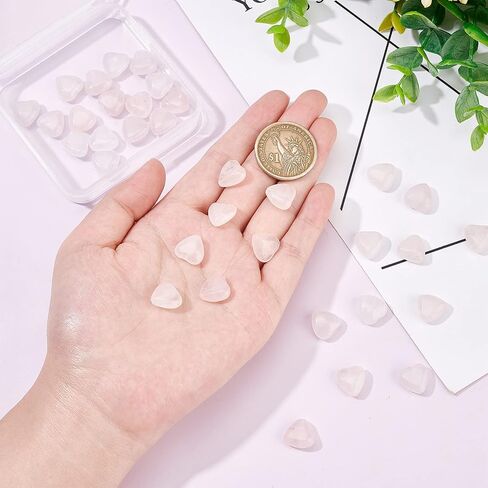 Olycraft 32pcs 12mm Natural Rose Quartz Shape Heart Meds Carved Pink Quartz Beads with Hole Gemstone Beads Lourds for Necklace Bracelet Congring Diy Making Making in Kuwait