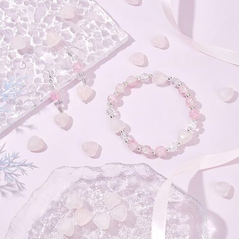 Olycraft 32pcs 12mm Natural Rose Quartz Shape Heart Meds Carved Pink Quartz Beads with Hole Gemstone Beads Lourds for Necklace Bracelet Congring Diy Making Making in Kuwait
