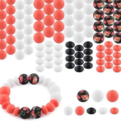 Sunrony 100pcs حبات السيليكون بالجملة 12 مم 15 مم ، وعدس عباد الشمس الأصفر حبات السيليكون لصنع سلسلة المفاتيح وحرف سوار الأقلام in Kuwait