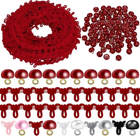 Tanstic 50Pcs 10mm White Pearl Buttons with Shank Half Pearl Buttons Mushroom Domed Round Buttons with Elastic Button Loop for Sewing Dress Shirts Crafts in Kuwait