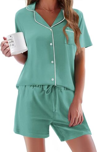 Ekouaer Women Classic Button Down Soft Short Pajamas Set in Saudi Arabia