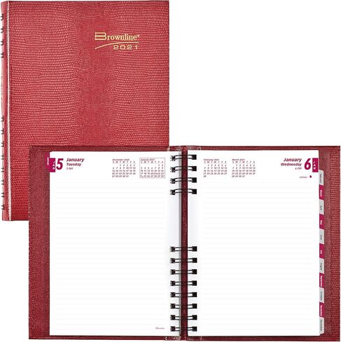 Brownline® 2025 CoilPro™ Daily/Monthly Planner, Untimed Journal, 12 Months, January to December, Twin-Wire Binding, 8.25" x 5.75", Bright Red (CB389C.RED-25) in Saudi Arabia