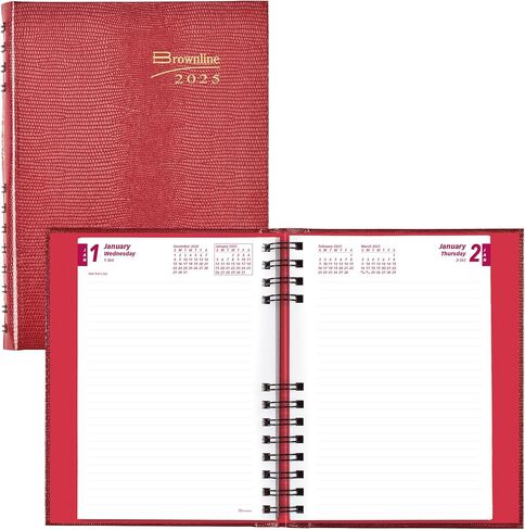 Brownline® 2025 CoilPro™ Daily/Monthly Planner, Untimed Journal, 12 Months, January to December, Twin-Wire Binding, 8.25" x 5.75", Bright Red (CB389C.RED-25) in Saudi Arabia