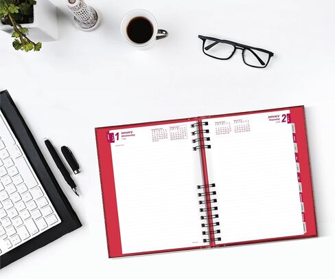 Brownline® 2025 CoilPro™ Daily/Monthly Planner, Untimed Journal, 12 Months, January to December, Twin-Wire Binding, 8.25" x 5.75", Bright Red (CB389C.RED-25) in Saudi Arabia