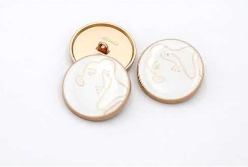5 PCS Round Metal Women Face Pattern Button Abstract Pattern Button for Clothes Decoration (Dark Blue, 18mm) in Kuwait