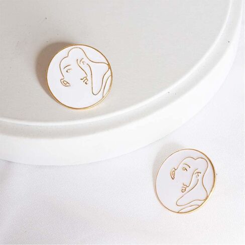 5 PCS Round Metal Women Face Pattern Button Abstract Pattern Button for Clothes Decoration (Dark Blue, 18mm) in Kuwait