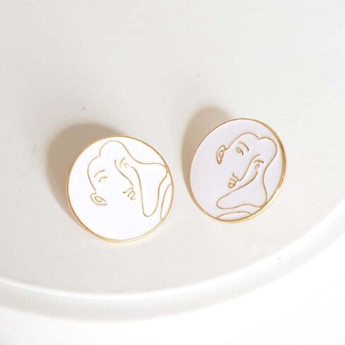 5 PCS Round Metal Women Face Pattern Button Abstract Pattern Button for Clothes Decoration (Dark Blue, 18mm) in Kuwait