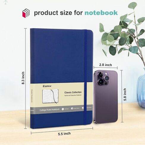 Comix 6 Pack Clined Journal Notebooks ، 240 صفحة ، 5.4 × 8.3 بوصة ، أزرق بحرية ، دفاتر تنفيذية متوسطة ، الكلية الكلاسيكية المحكم للكتابة in Kuwait