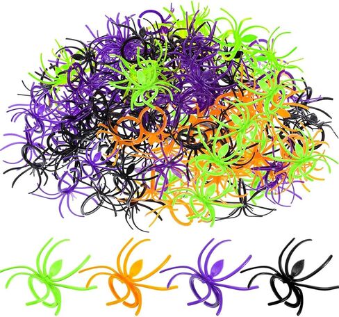 120 Pieces Spider Rings Halloween Rings Plastic Spider Cupcake Topper Bulk Costume Accessories Halloween Party Favors in Saudi Arabia