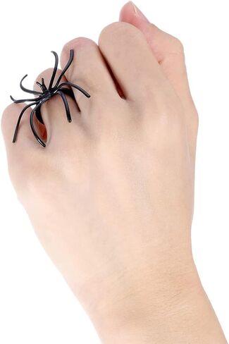 120 Pieces Spider Rings Halloween Rings Plastic Spider Cupcake Topper Bulk Costume Accessories Halloween Party Favors in Saudi Arabia