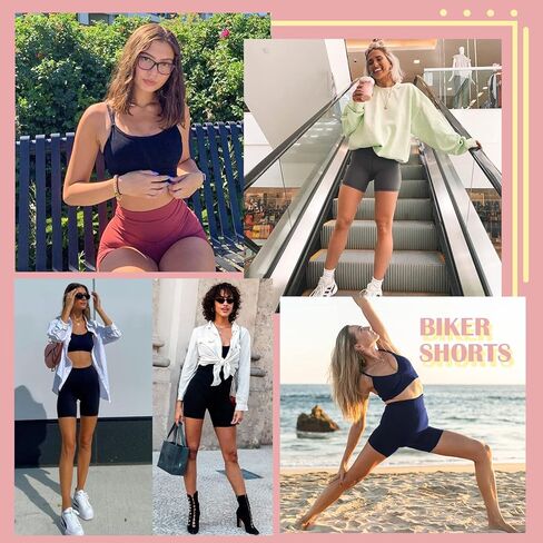 FULLSOFT 4 Pack Biker Shorts for Women with Pockets – 5" High Waisted Tummy Control Workout Yoga Running Gym Tennis Shorts in Kuwait