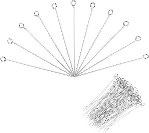MECCANIXITY 300pcs Stainless Steel Eye Pins 0.6mm/24 Gauge 18mm Earring Flat Headpins for Jewelry Making Supplies Jewelry Findings, DIY Craft, Necklace, Silver in Saudi Arabia