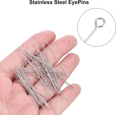 MECCANIXITY 300pcs Stainless Steel Eye Pins 0.6mm/24 Gauge 18mm Earring Flat Headpins for Jewelry Making Supplies Jewelry Findings, DIY Craft, Necklace, Silver in Saudi Arabia