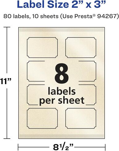 AVERY Pearlized Ivory Rectangle Scalloped Labels, 2" x 3", 80 Labels, Laser/Inkjet Printable, Sure Feed Technology, Print-to-The-Edge in Saudi Arabia