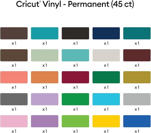 CRICUT VINYL DEMONT - كل شيء عينة ، ألواح الفينيل 12x12 وأشرطة النقل ، قم بإنشاء مشاريع DIY طويلة الأمد ، فينيل لاصق متين لآلات CRICUT (حزمة 45 مع 40+ لون) in Kuwait
