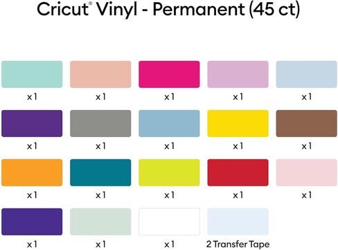 CRICUT VINYL DEMONT - كل شيء عينة ، ألواح الفينيل 12x12 وأشرطة النقل ، قم بإنشاء مشاريع DIY طويلة الأمد ، فينيل لاصق متين لآلات CRICUT (حزمة 45 مع 40+ لون) in Kuwait